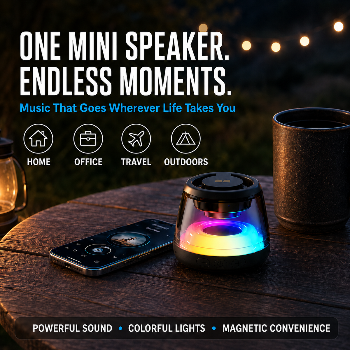 🎵Portable RGB Bluetooth Speaker with Magnetic Phone Stand