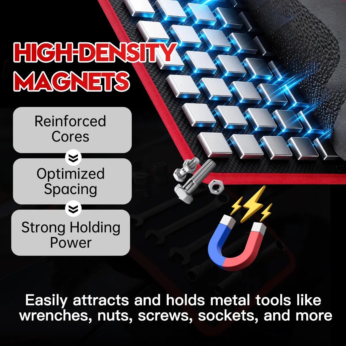 🔧 Flexible Magnetic Tool Mat – Hands-Free Tool Storage for Garage & Auto Repair