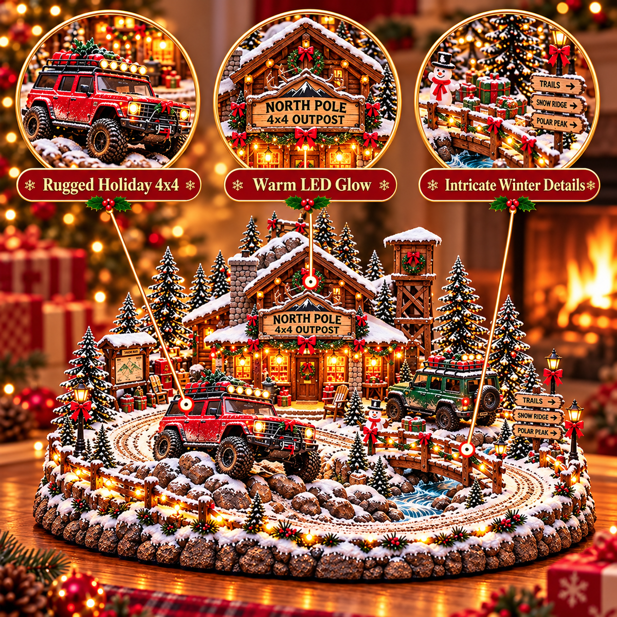 🚗🎄 Christmas Classic Gas Station Village™ – Lighted Vintage American Gas Station with Classic Cars
