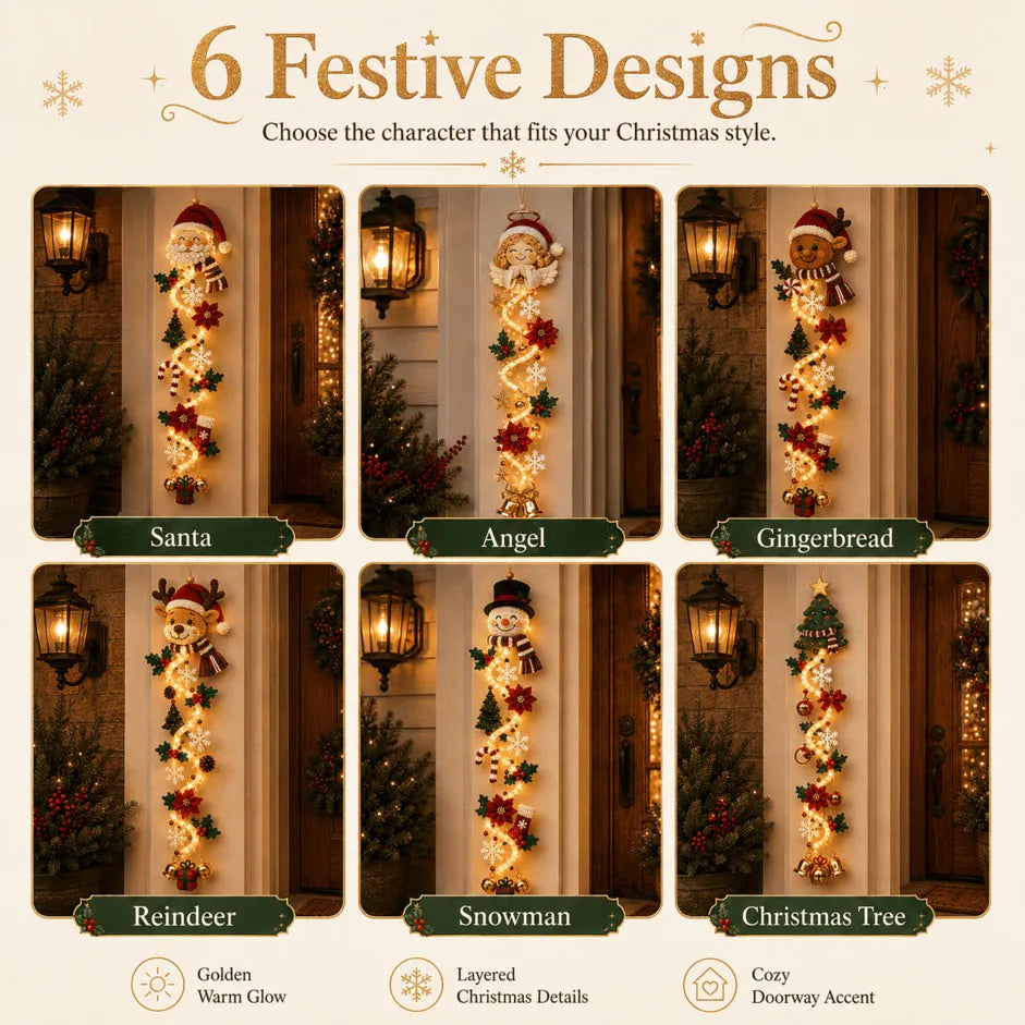 🎄✨ Light-Up Christmas Door Hanger – 6 Festive Holiday Designs