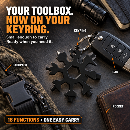 ❄️ 18-in-1 Snowflake Multi-Tool – Pocket-Sized Wrench, Screwdriver & EDC Tool