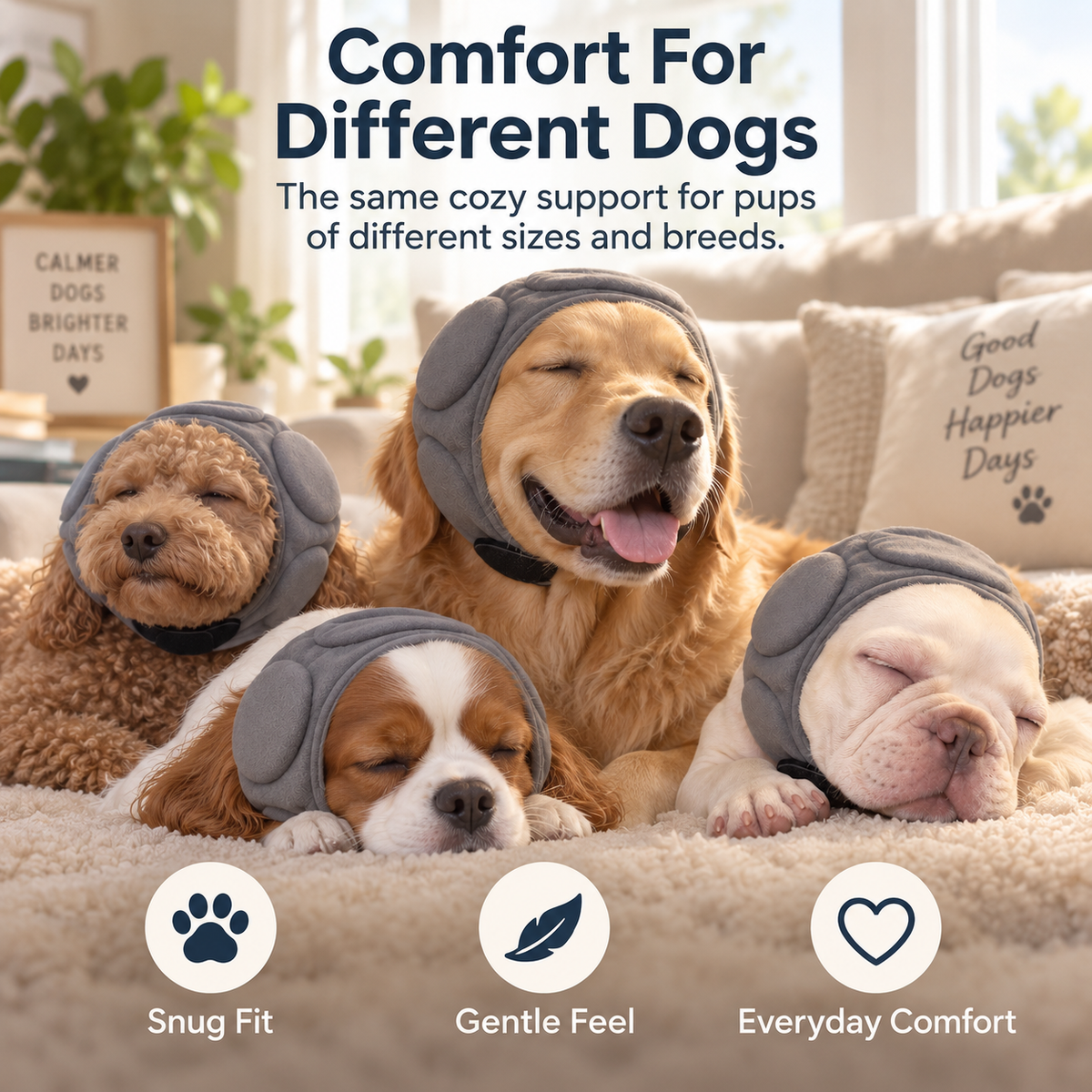 🐶 Soft Padded Dog Ear Comfort Wrap – Adjustable Head Cover for Storms, Grooming & Travel