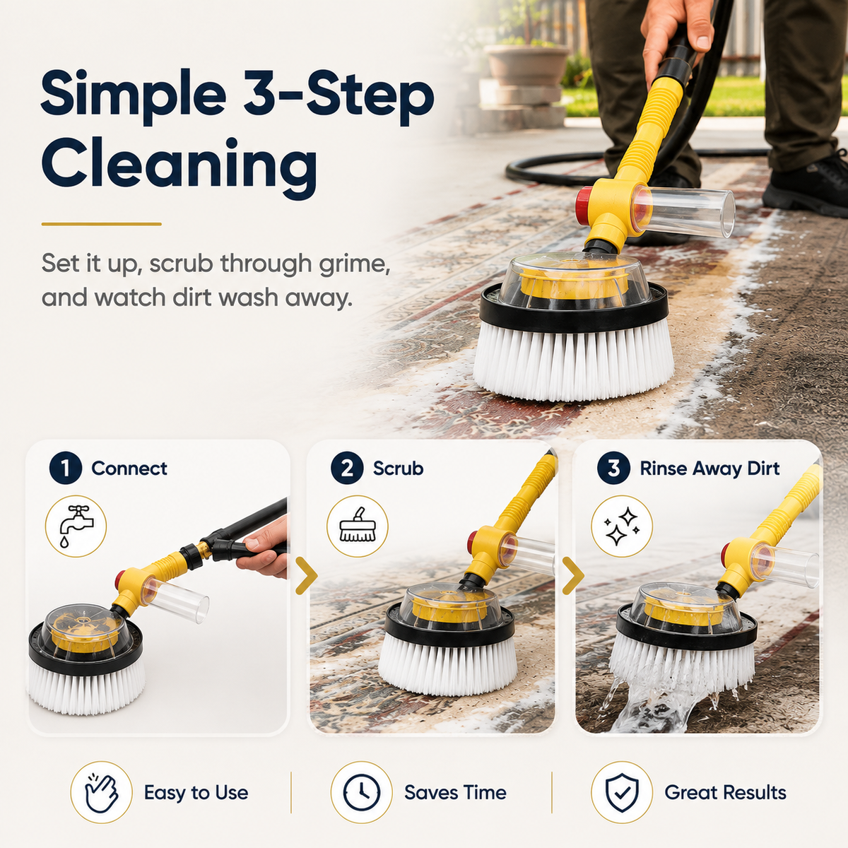 💦Water-Assisted Deep Cleaning Scrub Brush for Rugs, Car Wash, Patios & Outdoor Surfaces