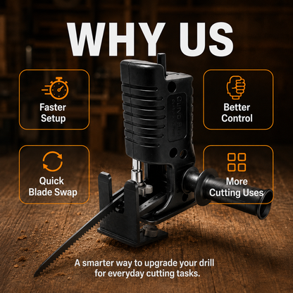 Electric Cutter Adapter for Drill Quick Installation Reciprocating Cutter Adapter for Precise Wood Cutting