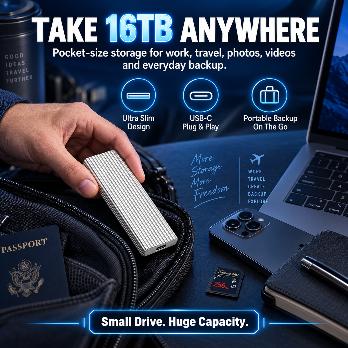 💾 16TB Portable Type-C Storage Drive – More Room for Photos, Videos & Files