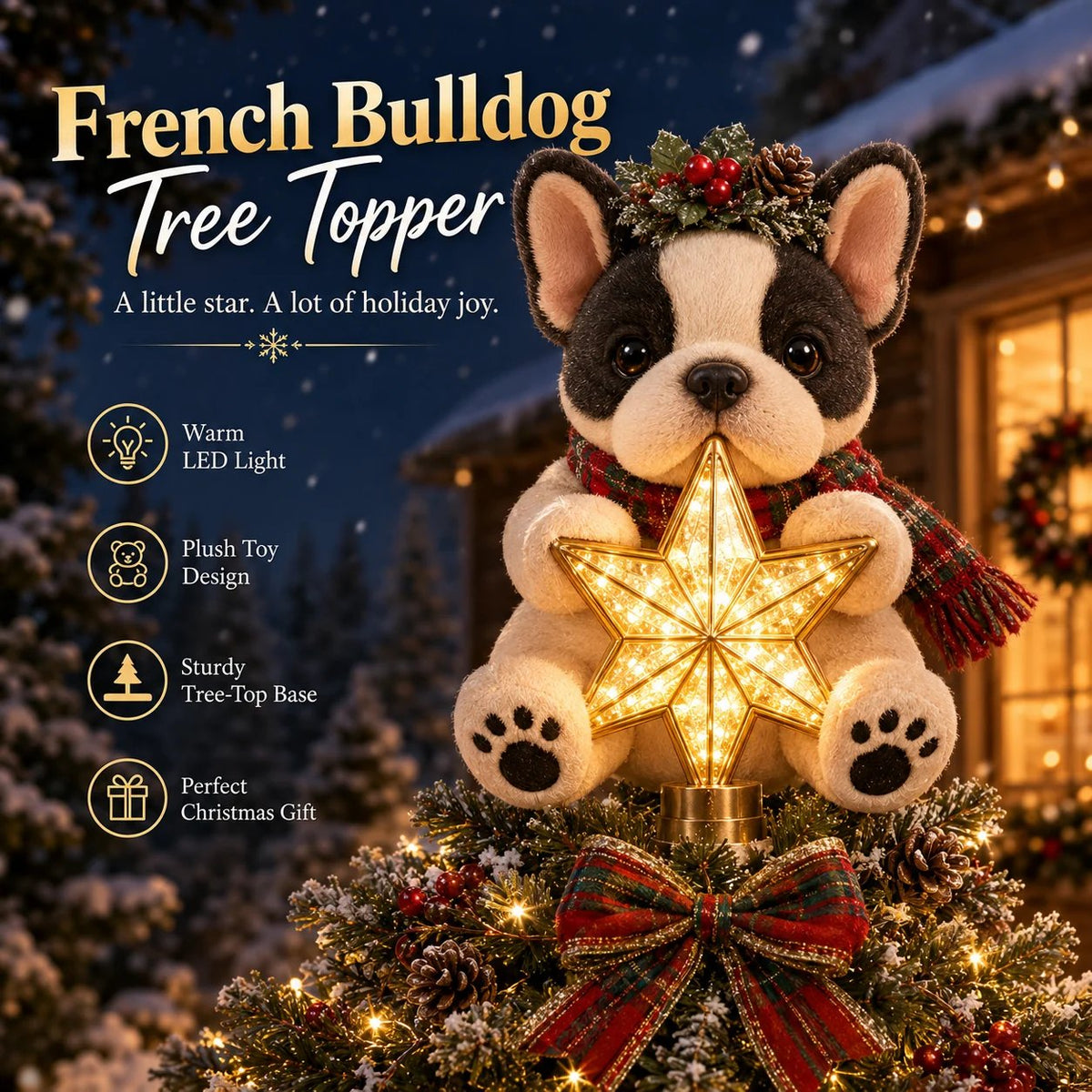 🐶 Christmas Glow Pup Tree Topper — Lighted Puppy Star for Dog Lovers