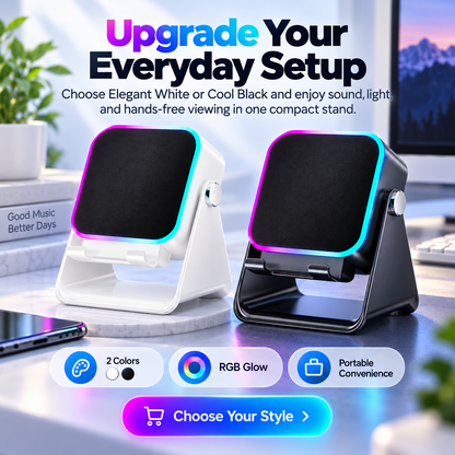 🎵 RGB Induction Speaker Phone Stand – Bluetooth 5.3, 5000mAh Battery & Ambient Light