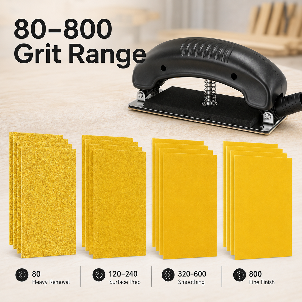 🚗16-Pack Wet & Dry Sandpaper Set – 80-800 Grit Sanding Sponges for Wood, Metal, Drywall & Auto