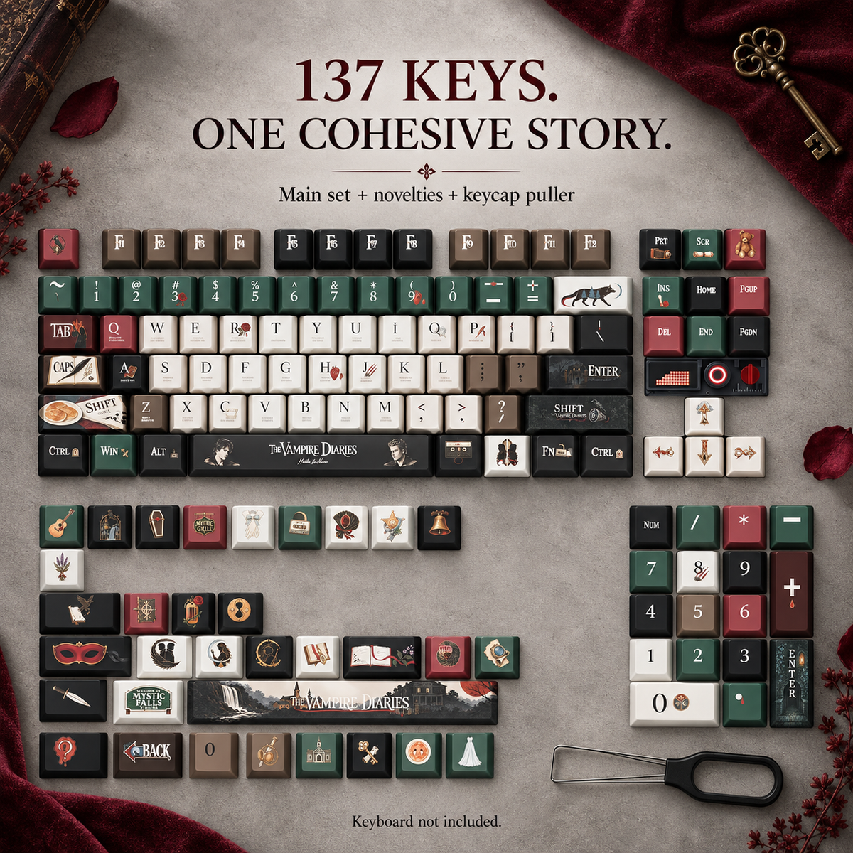 ⌨️The Vampire Diaries themed keycap set – Gothic Mechanical Keyboard Upgrade