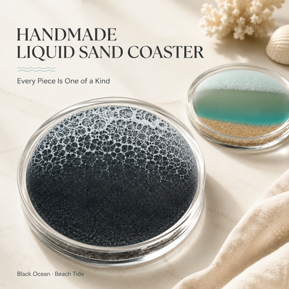 ✨ Handmade Liquid Sand Acrylic Coaster – Moving Ocean-Inspired Table Art