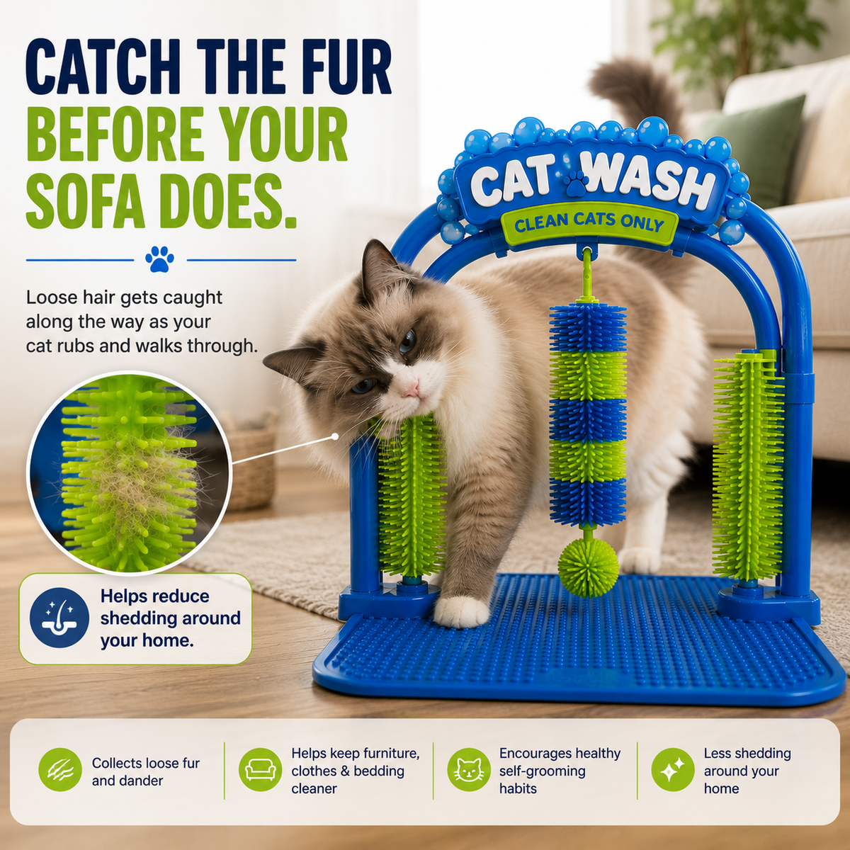 🐾🐱Self-Grooming Cat Brush Arch – Rub, Scratch & Catch Loose Fur
