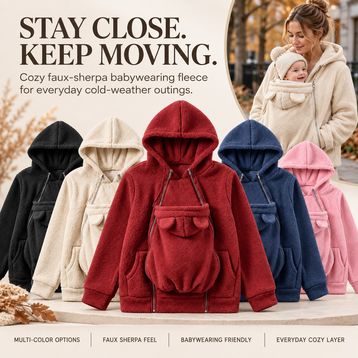 👶BabyJoey Fleece Hoodie — Babywearing-Friendly Cozy Layer for Parents