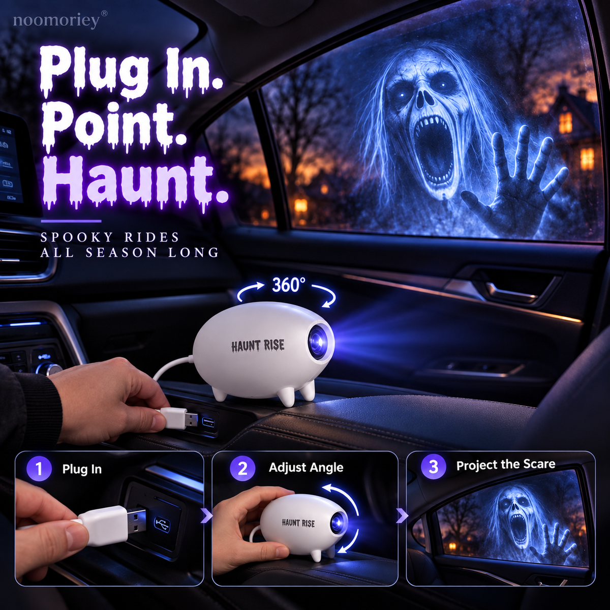 🔥Halloween Window Projector 👻 16 Spooky Films USB Powered Holiday Decor