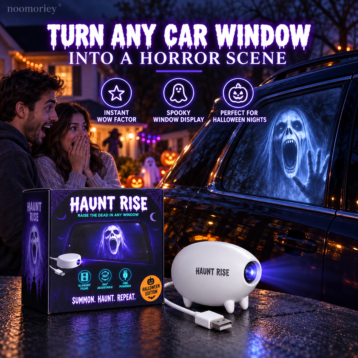 🔥Halloween Window Projector 👻 16 Spooky Films USB Powered Holiday Decor