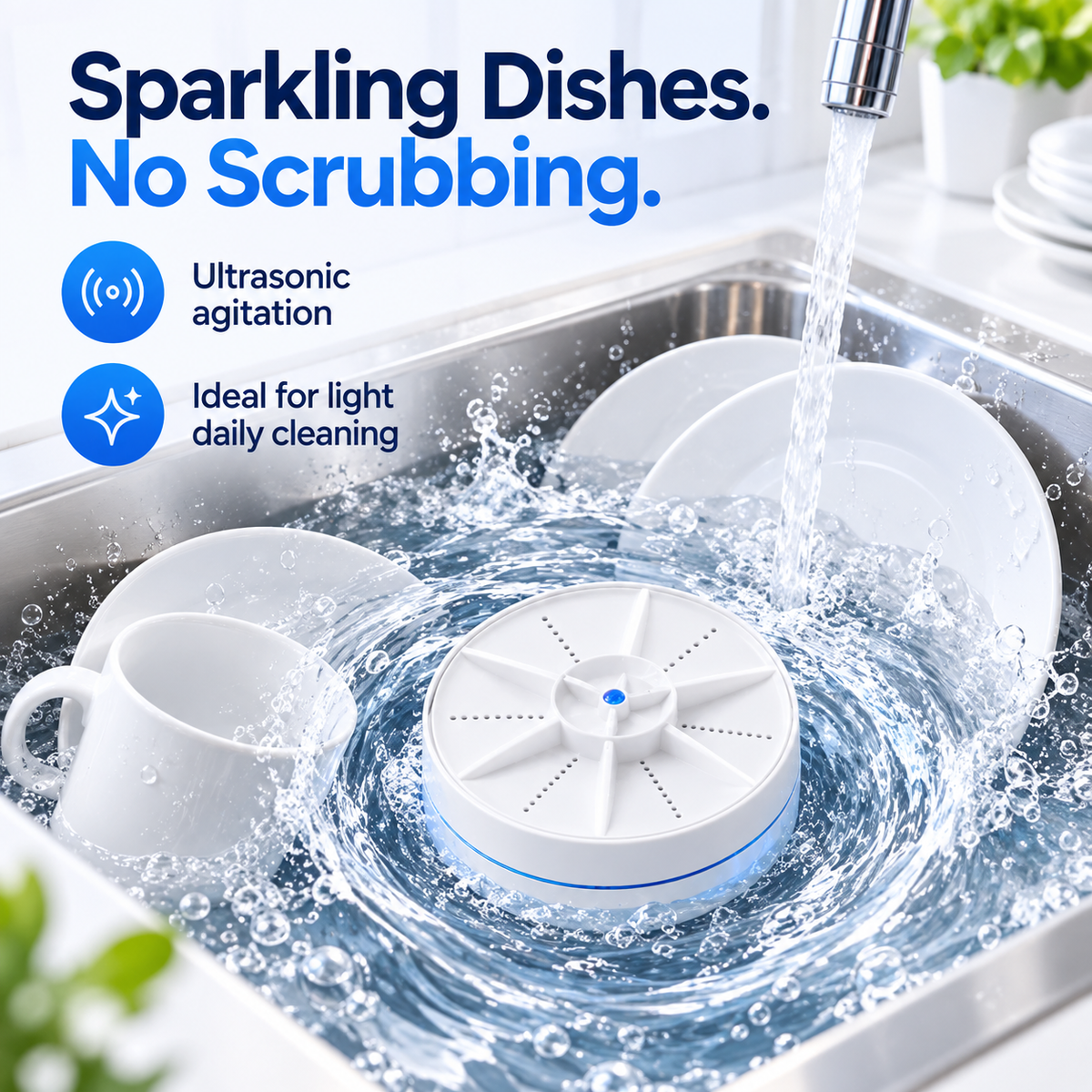 🫧Portable Ultrasonic Washer – Dishes & Small Laundry, 3 Modes