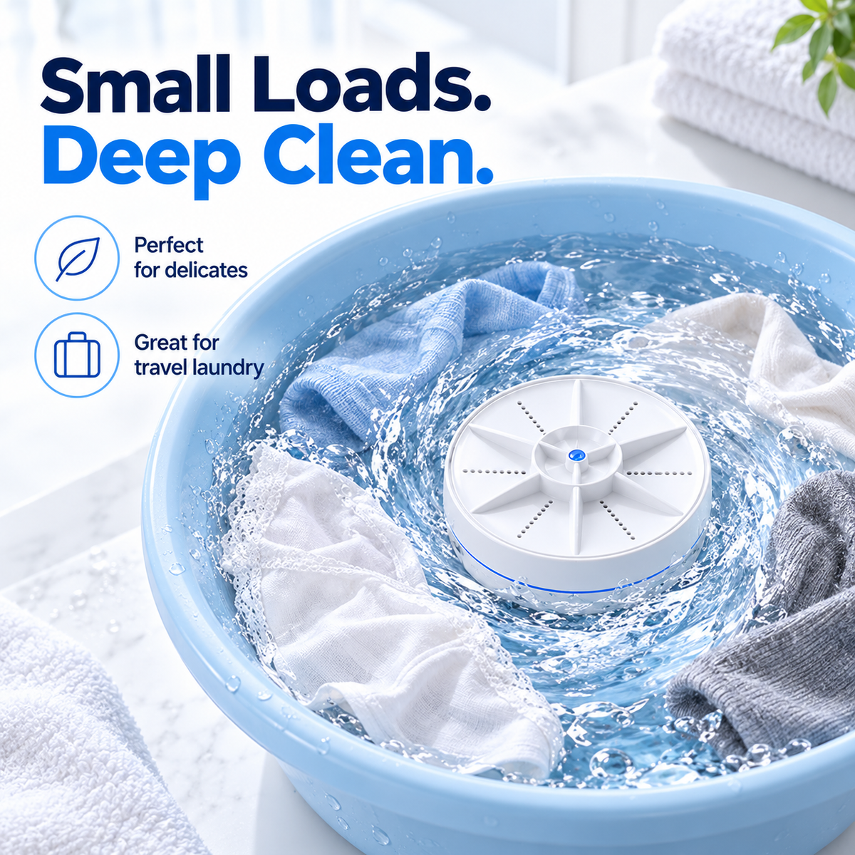 🫧Portable Ultrasonic Washer – Dishes & Small Laundry, 3 Modes