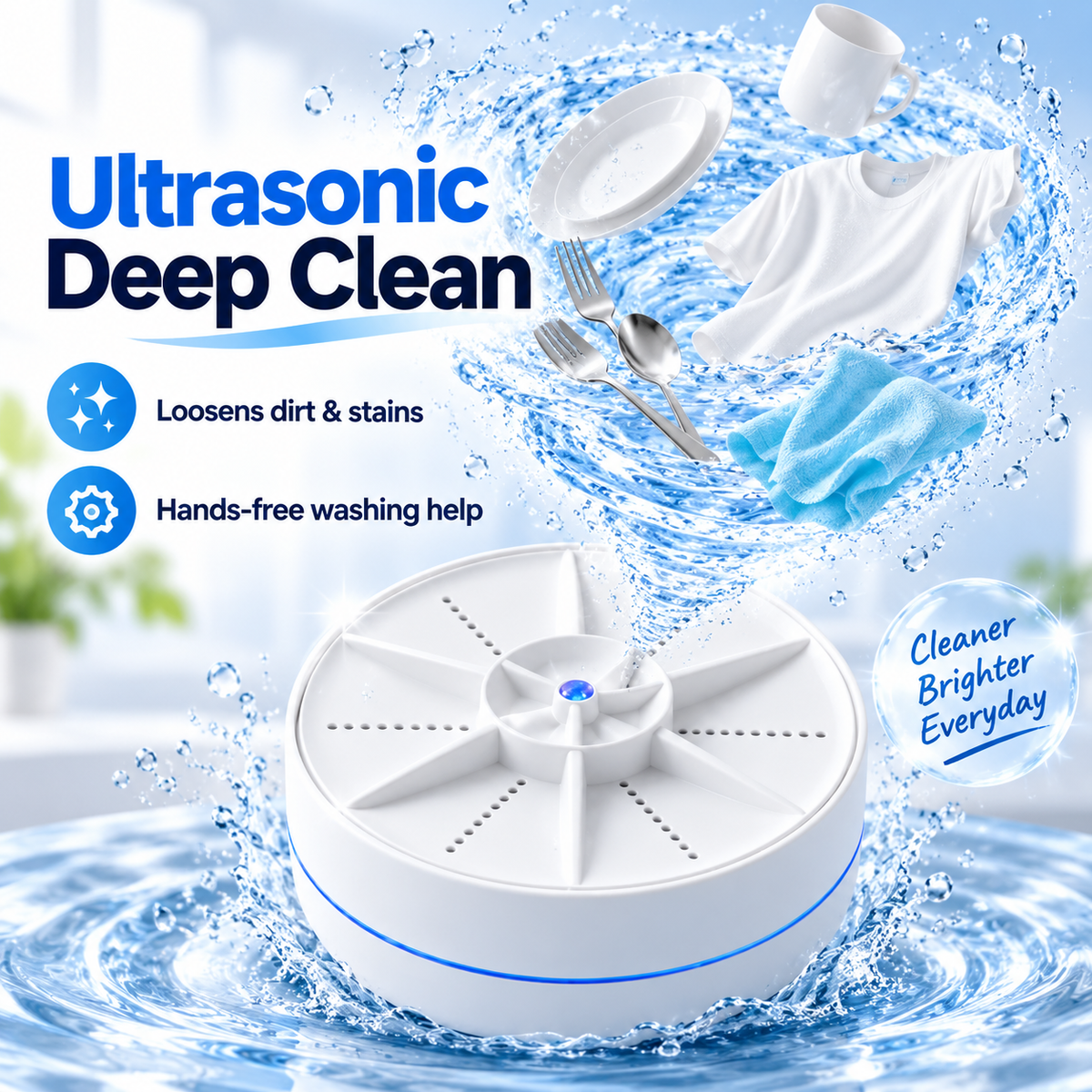🫧Portable Ultrasonic Washer – Dishes & Small Laundry, 3 Modes