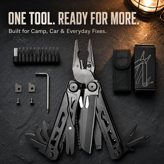 🛠️16-in-1 Camping Multi-Tool with Full-Size Scissors & Carrying Pouch
