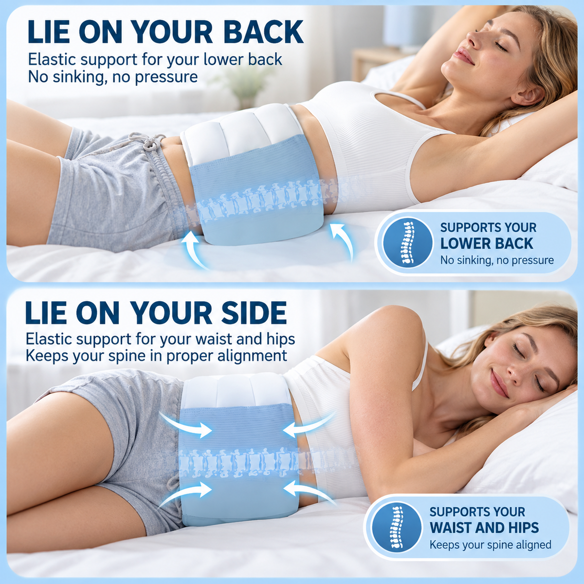 3-Zone Lumbar Support Pillow – Comfort That Adjusts With You.Remove, reposition and adjust the inner cushions for the way you sit, rest or sleep.