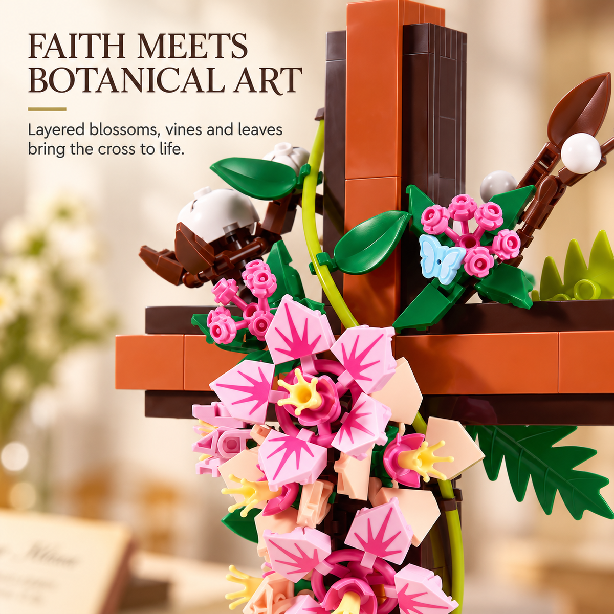 🌸✝️Jesus Cross Flower Building Set