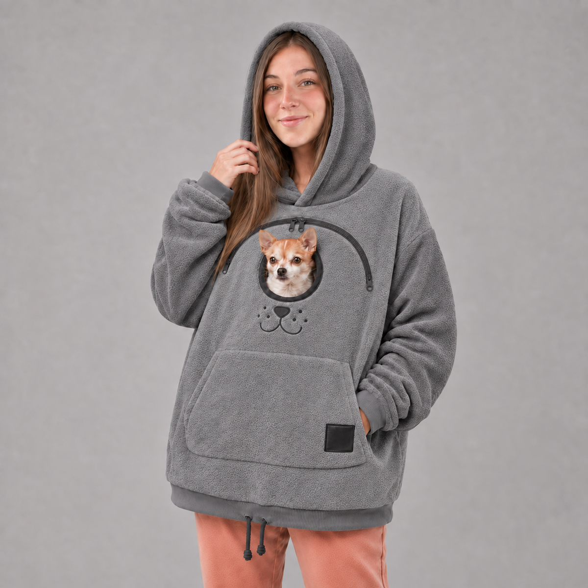 🐾 Cozy Fleece Pet Bonding Hoodie – Hands-Free Cuddle Pouch for Small Pets