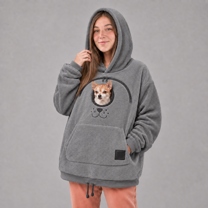 🐾 Cozy Fleece Pet Bonding Hoodie – Hands-Free Cuddle Pouch for Small Pets