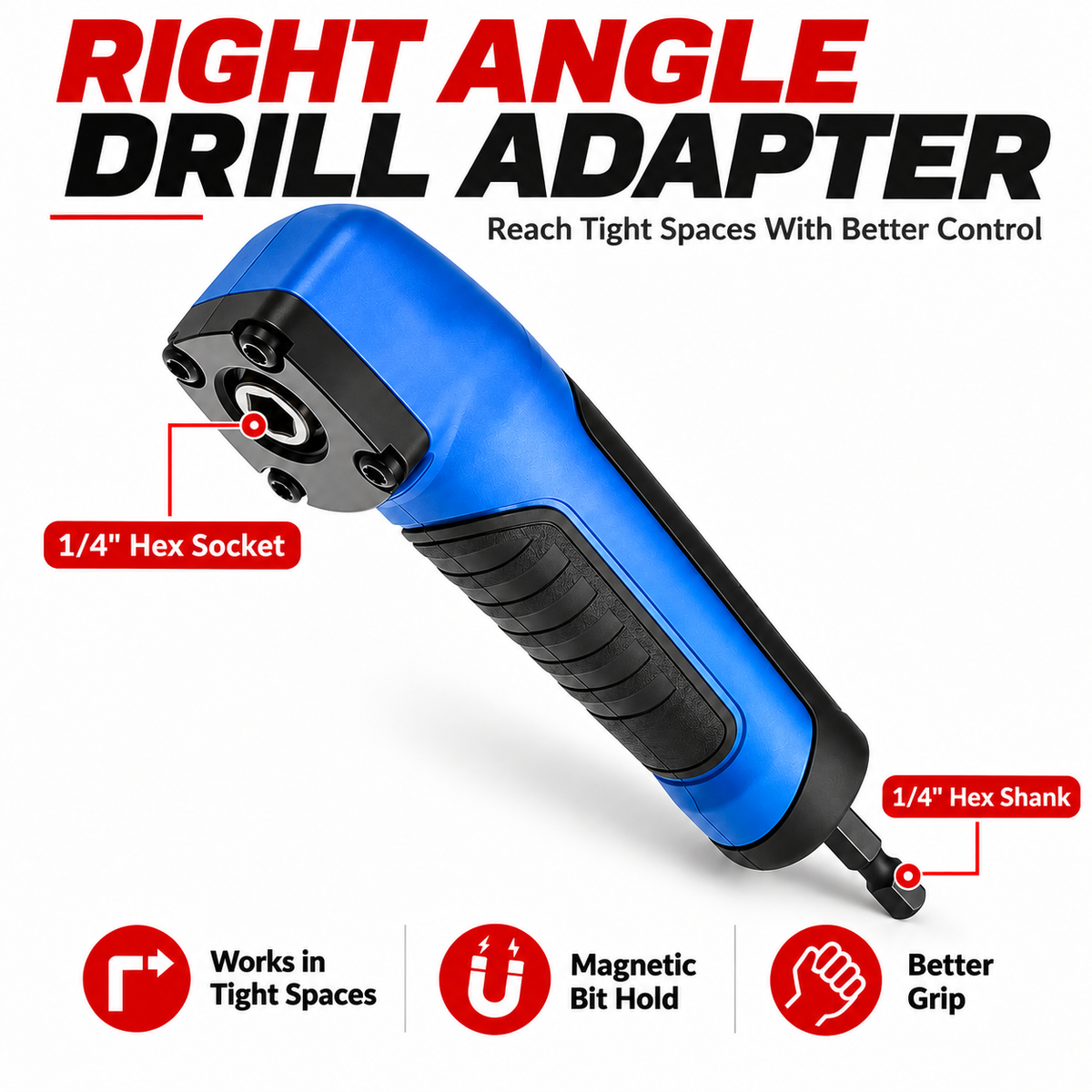 90° Right Angle Drill Adapter – Reach Screws in Tight Spaces