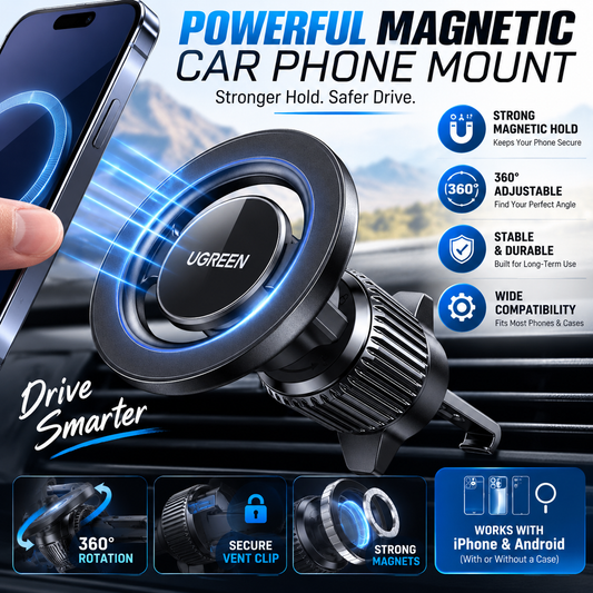 Magnetic phone holder, compatible with iPhone 17, 16, 15, 14, 13, and 12 Pro Max