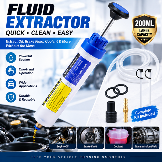 200ML Yellow/Blue Manual Syringe-Style Fluid Extractor & Filler with Hose Caps