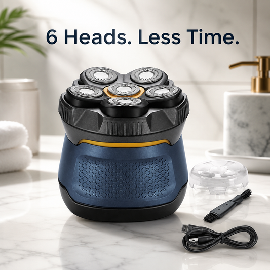 🪒 6-Blade Cordless Head Shaver – Smooth Wet & Dry Shaving
