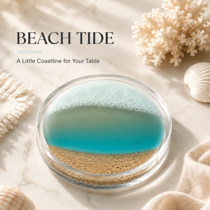 ✨ Handmade Liquid Sand Acrylic Coaster – Moving Ocean-Inspired Table Art