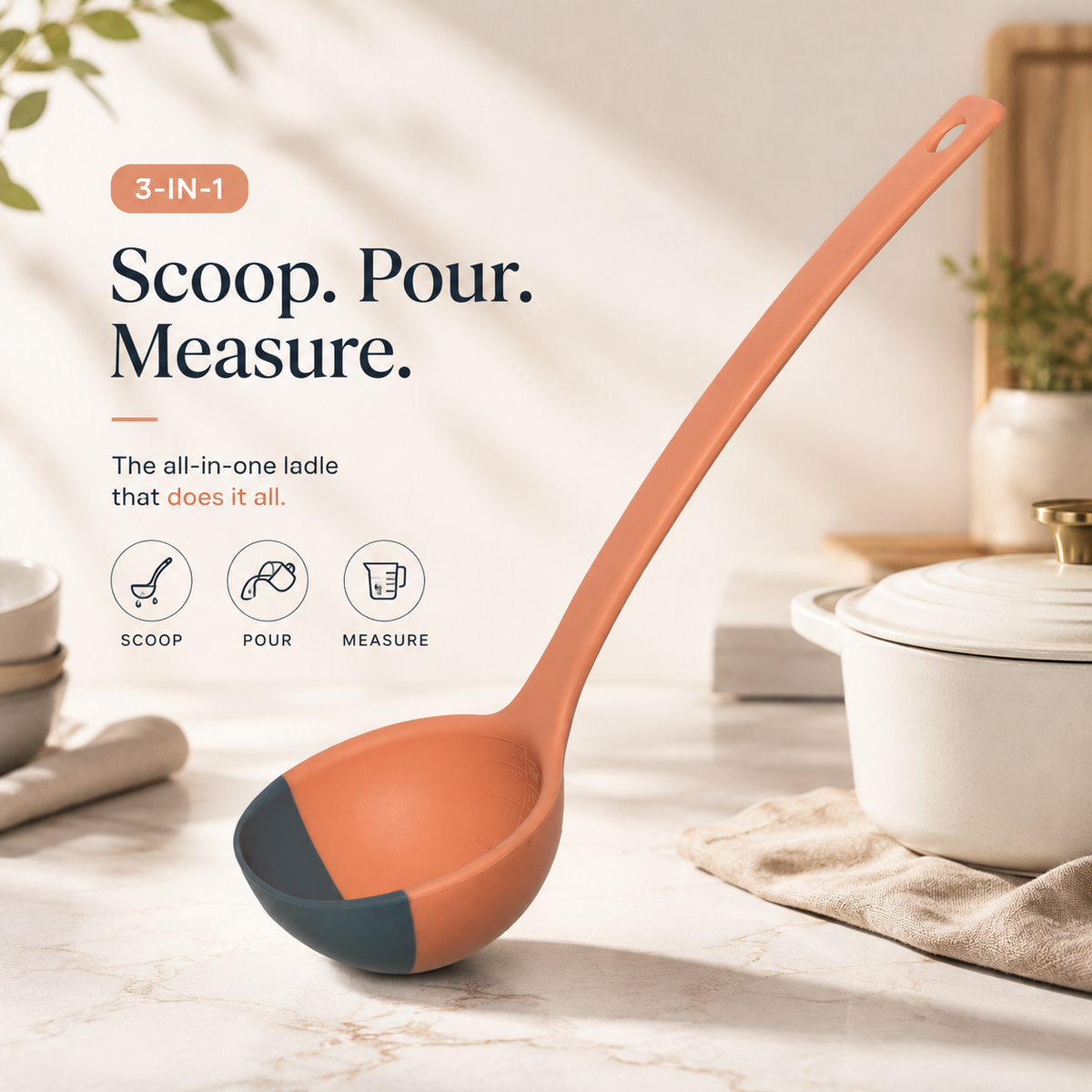 💡Soft Top Silicone Kitchen LADLE Spoon