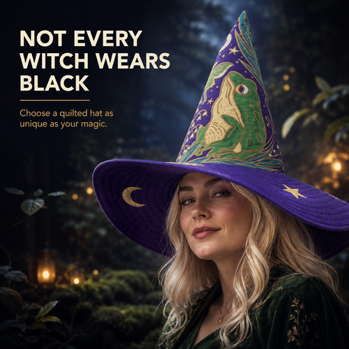 🧙‍♀️Quilted Patchwork Witch Hat – Choose Your Magical Pattern