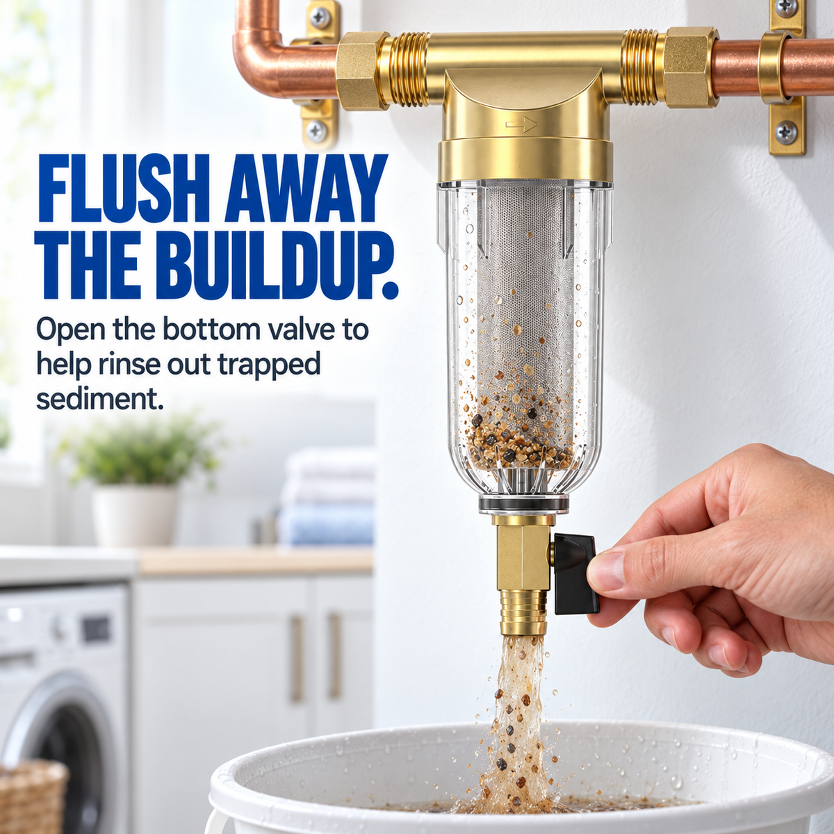 Whole House Spin-Down Sediment Filter – Flushable Pre-Filter for Sand, Rust & Debris | 1/2" & 3/4"