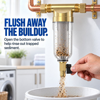 Whole House Spin-Down Sediment Filter – Flushable Pre-Filter for Sand, Rust & Debris | 1/2" & 3/4"