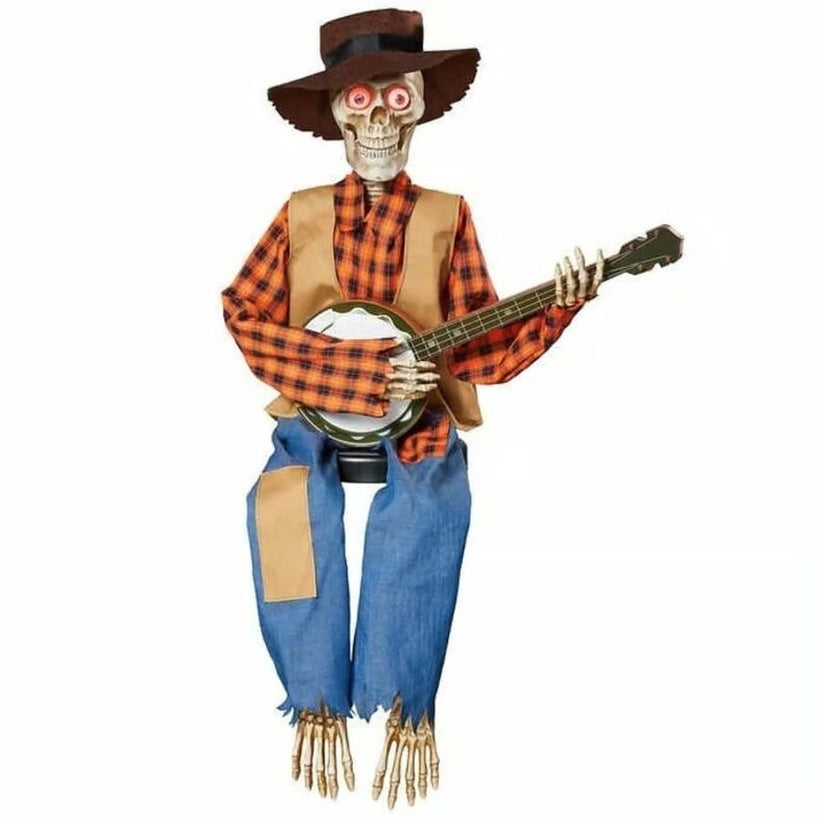 💀 Animated Banjo Skeleton Duo – Motion & Sound Activated Halloween Decor