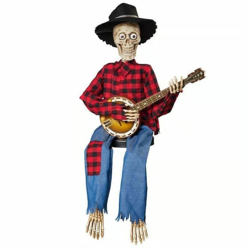 💀 Animated Banjo Skeleton Duo – Motion & Sound Activated Halloween Decor