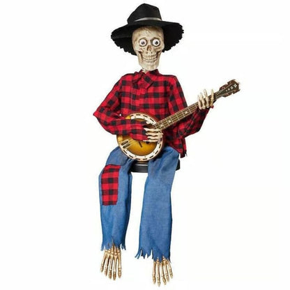 💀 Animated Banjo Skeleton Duo – Motion & Sound Activated Halloween Decor