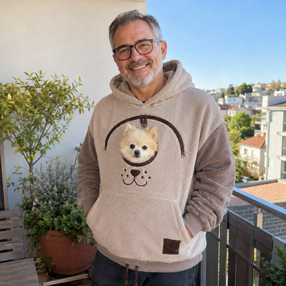 🐾 Cozy Fleece Pet Bonding Hoodie – Hands-Free Cuddle Pouch for Small Pets
