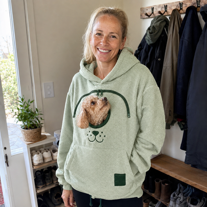 🐾 Cozy Fleece Pet Bonding Hoodie – Hands-Free Cuddle Pouch for Small Pets