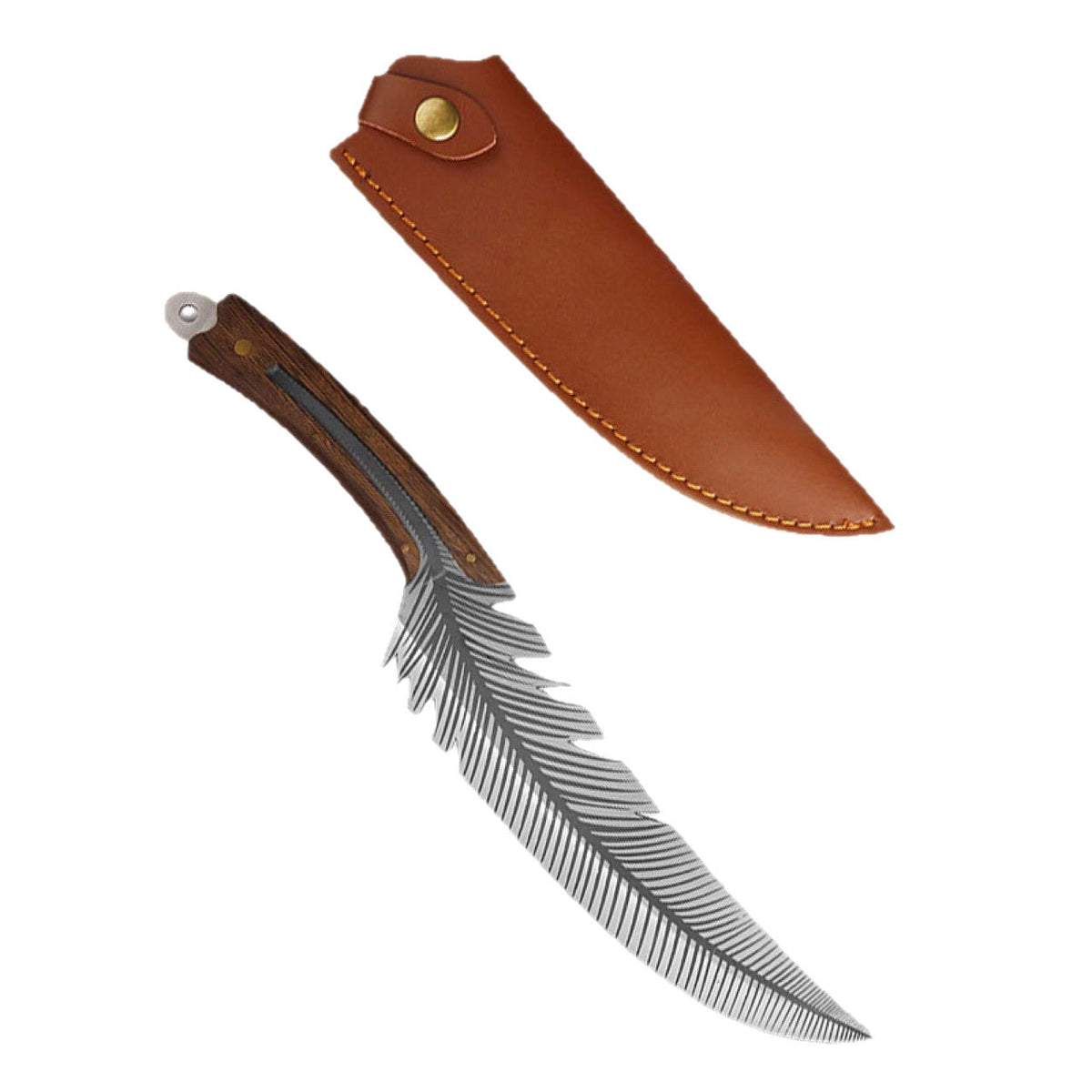 🪶 260g Feather-Inspired Curved Kitchen Knife – Full-Tang Rosewood Handle