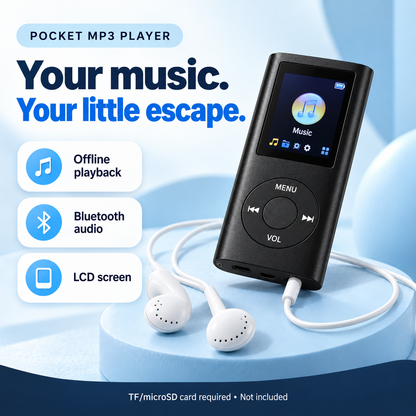 🎵 Pocket MP3 Player – Offline Music, Bluetooth Audio & LCD Screen