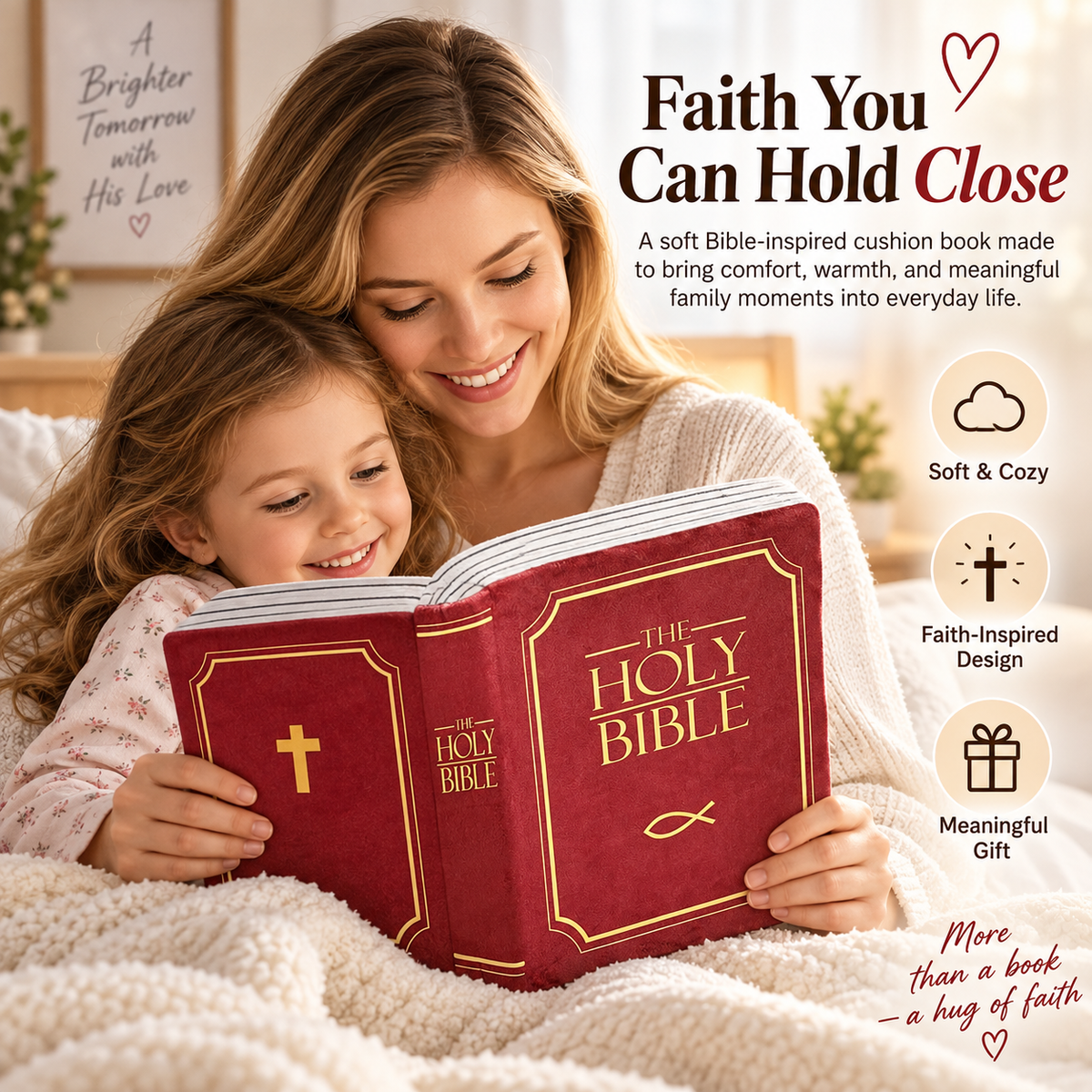 📖 Faith-Inspired Bible Pillow – Soft Book-Shaped Cushion for Home & Gifting