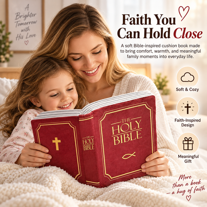 📖 Faith-Inspired Bible Pillow – Soft Book-Shaped Cushion for Home & Gifting