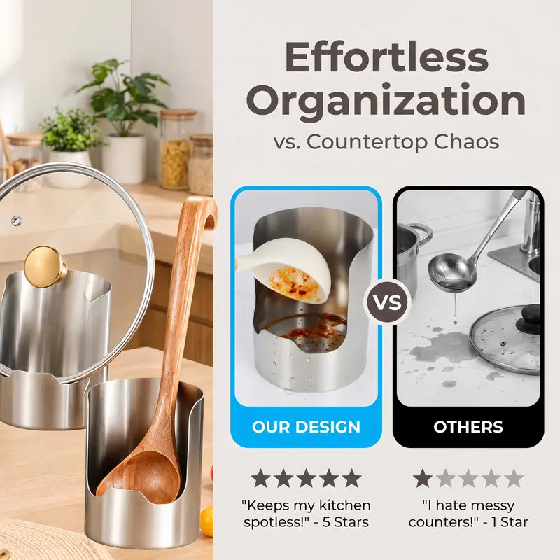 ✨Thickened Stainless Steel Utensil Organizer, Rust Resistant Easy to Clean