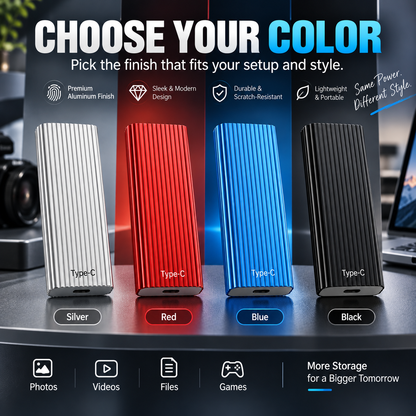 💾 16TB Portable Type-C Storage Drive – More Room for Photos, Videos & Files