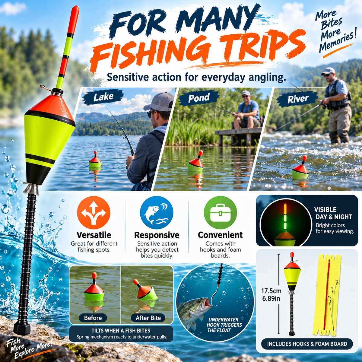 Auto Spring Fishing Float for Freshwater Saltwater Fishing