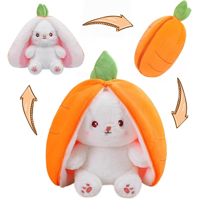 2-in-1 Strawberry Bunny Reversible Plush – Zip & Flip Transforming Toy