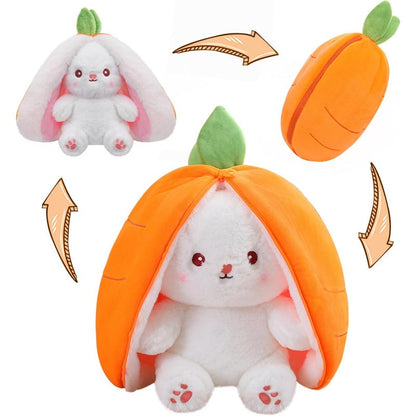 2-in-1 Strawberry Bunny Reversible Plush – Zip & Flip Transforming Toy