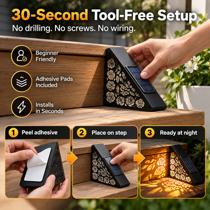 2-Pack Solar Step Lights – Automatic Dusk-to-Dawn Glow, No Wiring Needed for Steps, Porches & Garden Paths